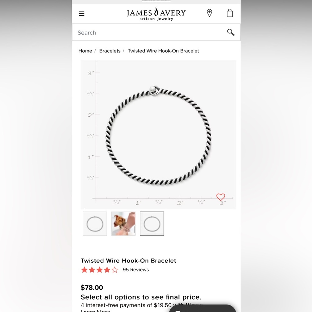 James Avery twisted wire hook-on bracelet